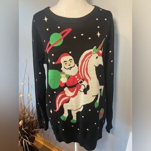 Tipsy Elves Santa Unicorn Christmas Sweater M – Holiday Novelty